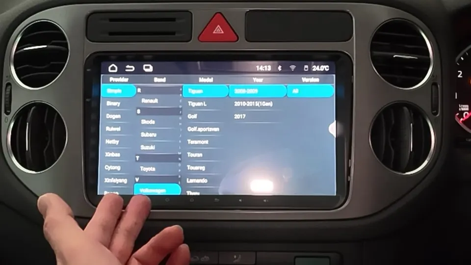 CAN type setting screen (Simple decoder, Tiguan selected)